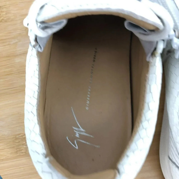 GIUSEPPE ZANOTTI White  Croc-Embossed Leather Zipper Sneakers Trainers 36.5 - Picture 6 of 10
